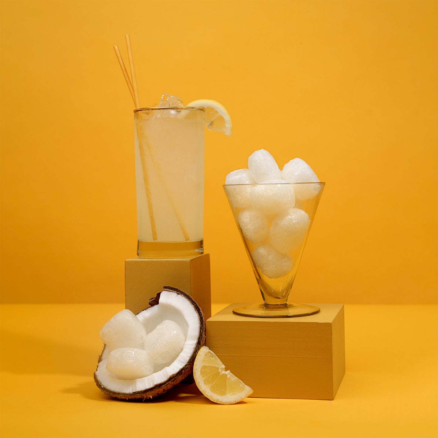 Head Snacks Lemon Coconut Puffs in a glass - legal hemp-derived Delta 9 THC treats